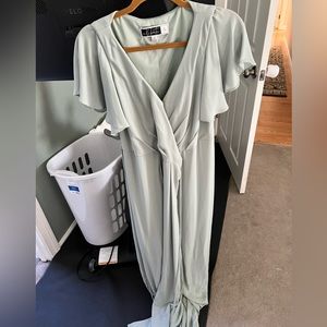 David’s bridal wrap sage green bridesmaids dress